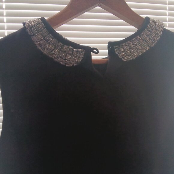 H&M Womens π Fancy Black Sequined Neck Fit And Flare Sleeveless Peplum Top - Picture 8 of 15